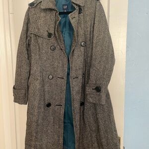 GAP Gray Herringbone Trench Coat
